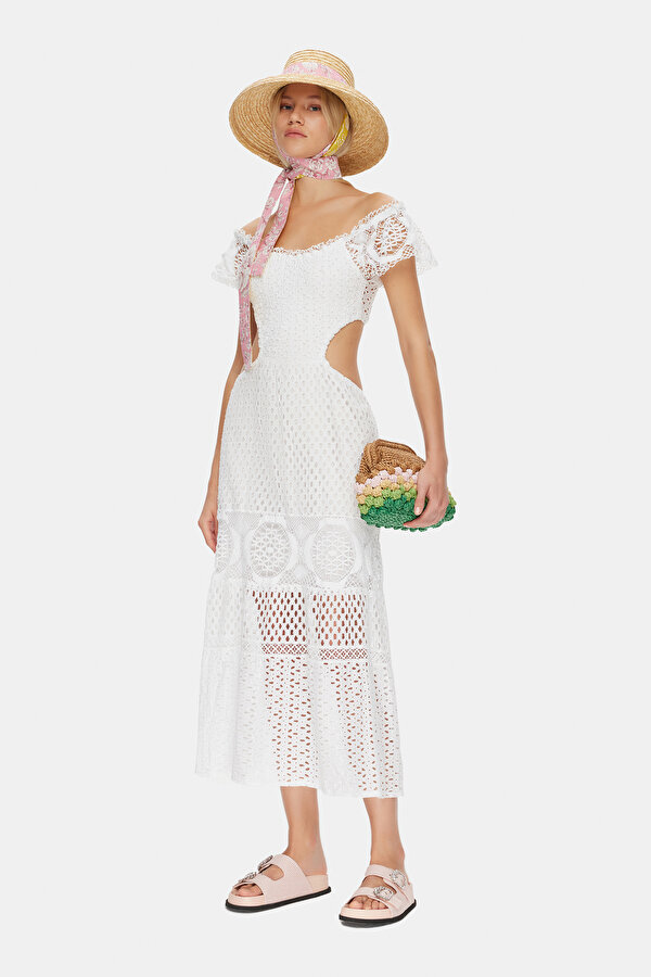 WHITE SLEEVELESS SUSPENDER DRESS