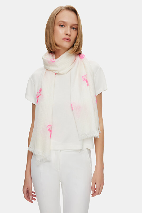 NEON PINK DESIGN FILLED COTTON/MODAL SHAWL