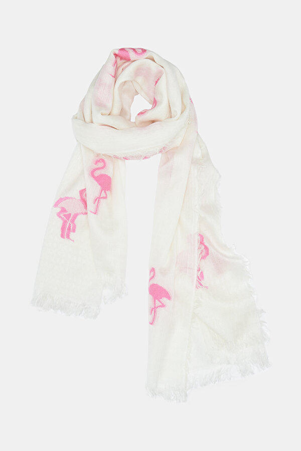 NEON PINK DESIGN FILLED COTTON/MODAL SHAWL 2