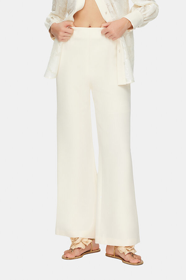 CREAM STRAIGHT CUT TROUSERS 2