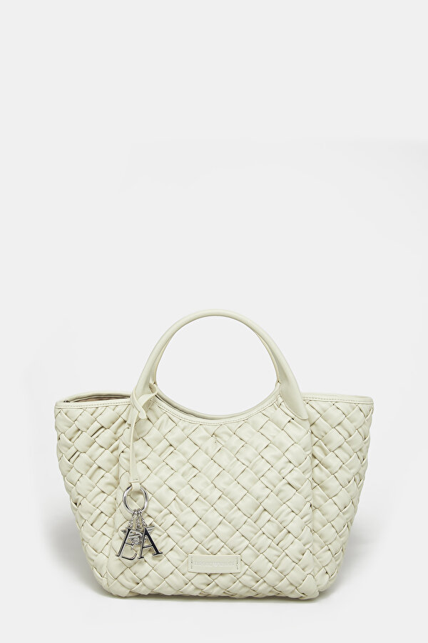 ECRU KNITTING DESIGN LEATHER BAG