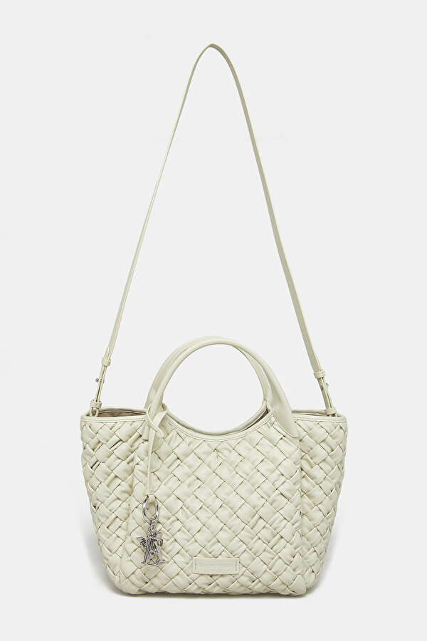 ECRU KNITTING DESIGN LEATHER BAG 2