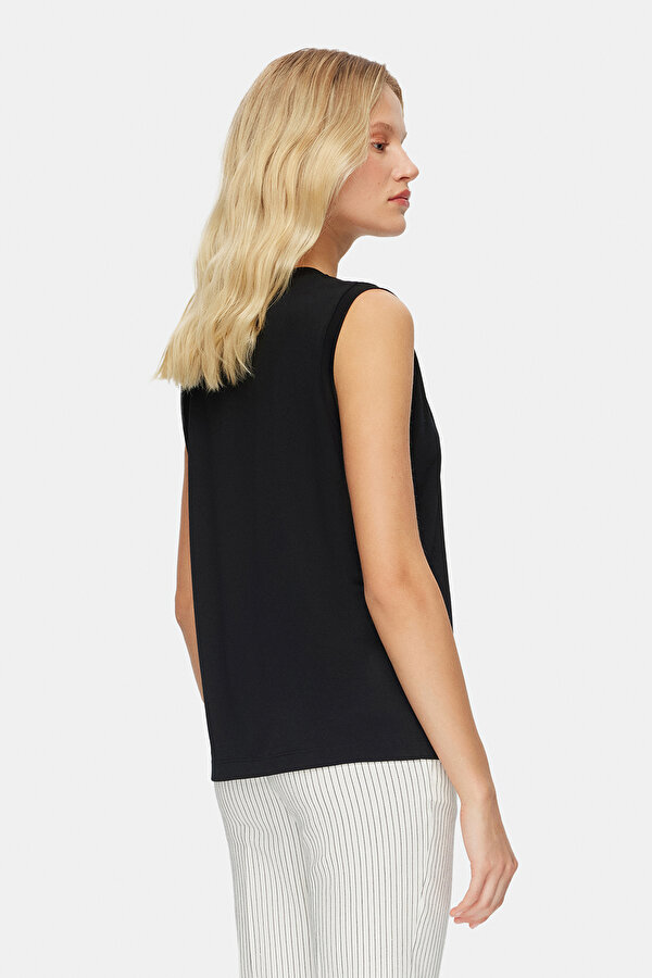 BLACK V NECK SLEEVELESS TSHIRT 2