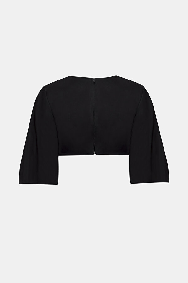 BLACK V NECK SHORT SLEEVE BLOUSE 6