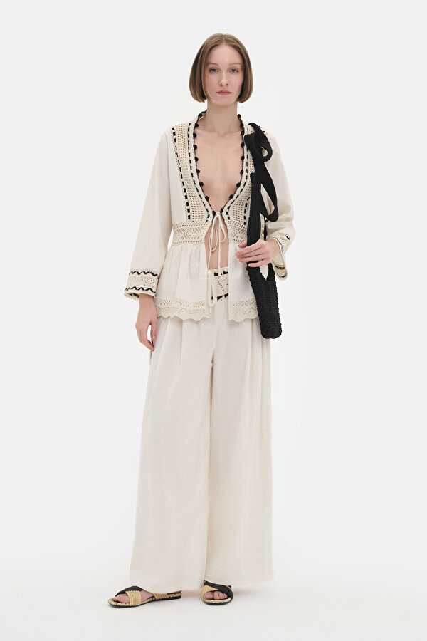 BLACK WIDE LEG TROUSERS