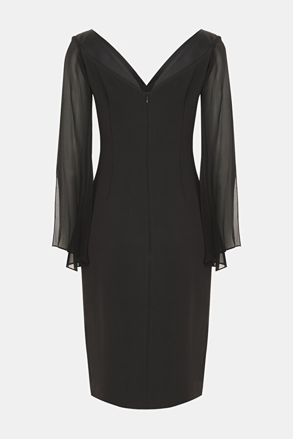 below the knee black dress with sleeves Maggy London Horn Short Sleeve Midi A-Line Dress main image 0