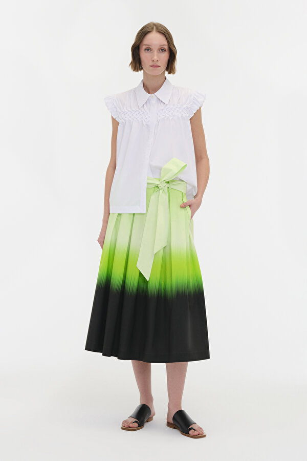 GREEN DEGRADE DESIGN MIDI SKIRT