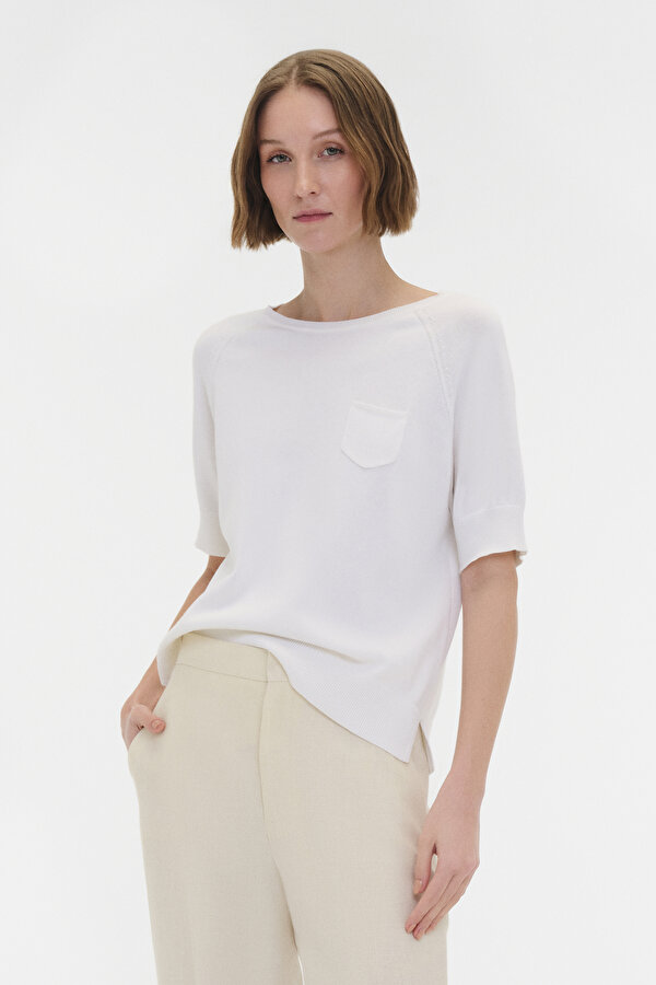 ECRU BASIC / ROUND NECKLINE TRICOT JERSEY