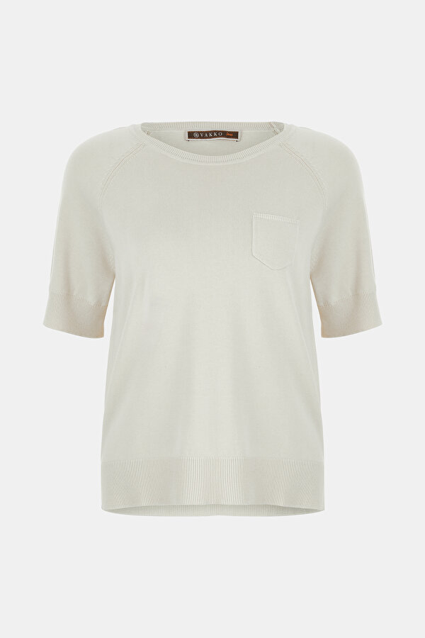 LIGHT YELLOW BASIC / ROUND NECKLINE TRICOT JERSEY