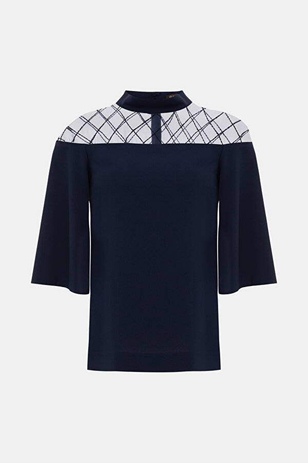 NAVY BLUE SHORT SLEEVE BLOUSE