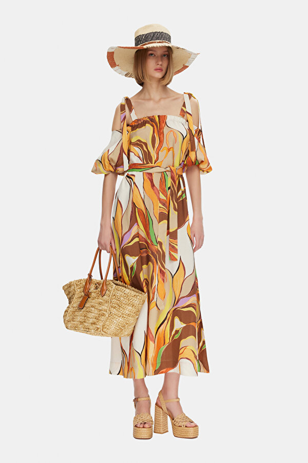 MULTICOLOR SLEEVELESS SUSPENDER MAXI DRESS
