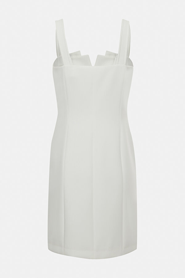 ECRU SLEEVELESS SUSPENDER ABOVE THE KNEE DRESS 6