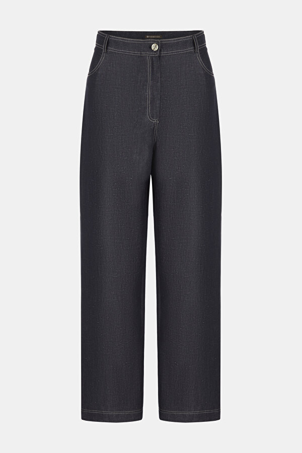 NAVY BLUE WIDE LEG TROUSERS 6