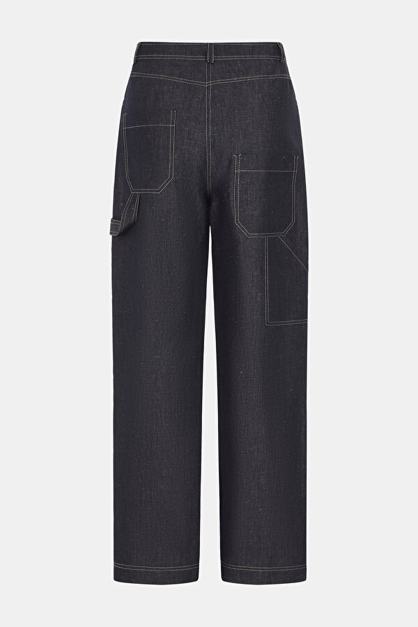 NAVY BLUE WIDE LEG TROUSERS 7