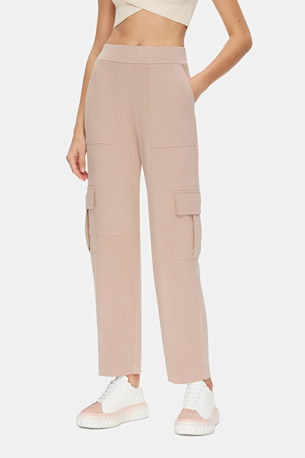 BEIGE STRAIGHT CUT SPORTS TROUSERS 2
