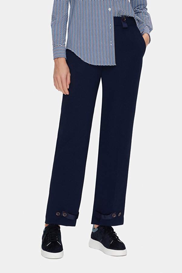 NAVY BLUE WIDE LEG TROUSERS 2