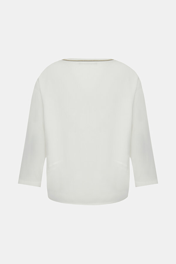 ECRU BASIC / ROUND NECKLINE LONG SLEEVE BLOUSE 2