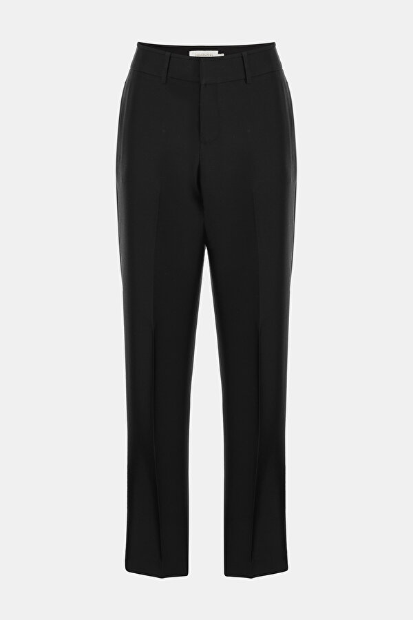 BLACK STRAIGHT CUT WOOL TROUSERS