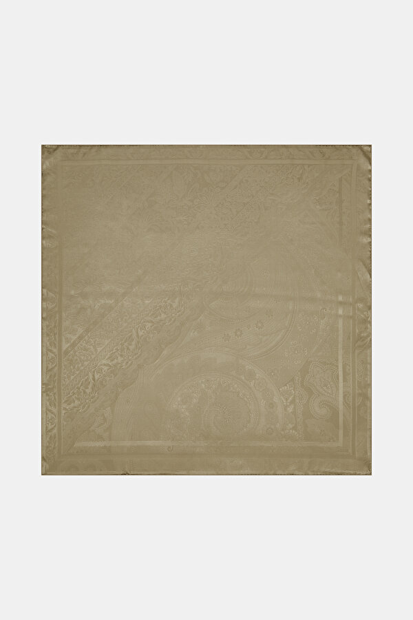 MINK PAISLEY PATTERNED JAQUARD SCARF