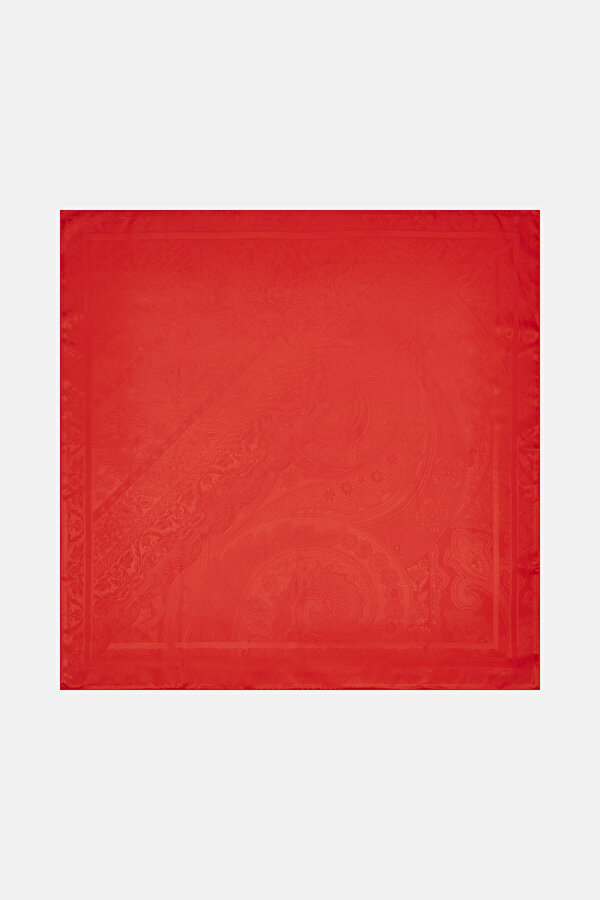 RED PAISLEY PATTERNED JAQUARD SCARF