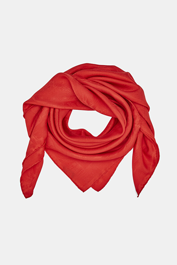 RED PAISLEY PATTERNED JAQUARD SCARF 2