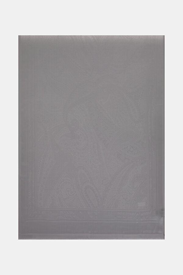 SILVER PAISLEY PATTERNED JAQUARD SHAWL