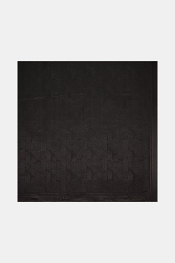BLACK GEOMETRIC DESIGN JAQUARD SHAWL