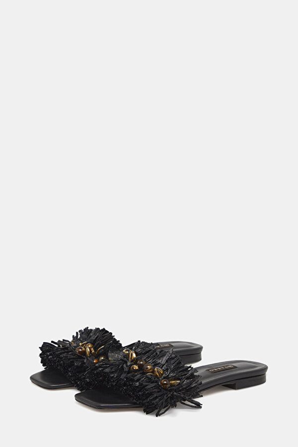 BLACK LEATHER SLIPPER 2