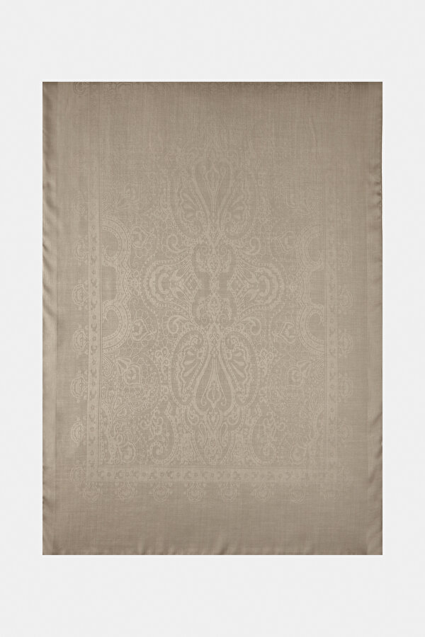 CAMEL JACQUARD MODAL/SILK SHAWL