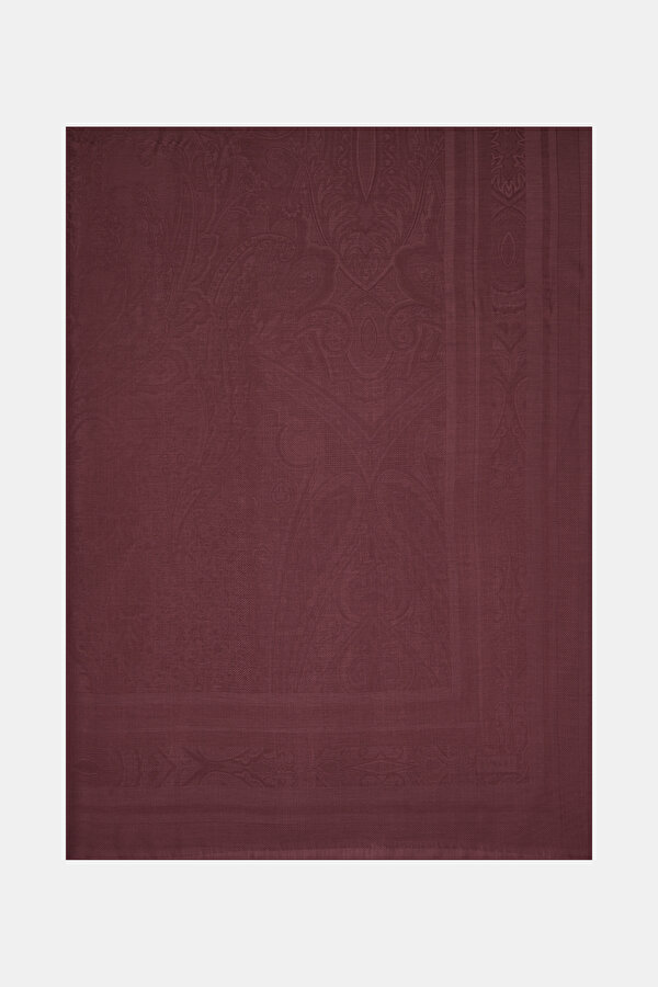 MAROON JACQUARD MODAL/SILK SHAWL