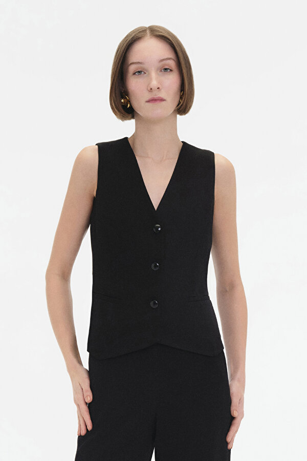 BLACK V NECK VEST