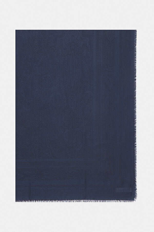 DARK NAVY BLUE JACQUARD MODAL/SILK SHAWL