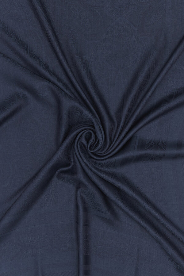 DARK NAVY BLUE JACQUARD MODAL/SILK SHAWL 2