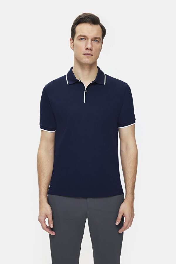 LACİVERT POLO YAKA KISA KOLLU T-SHIRT