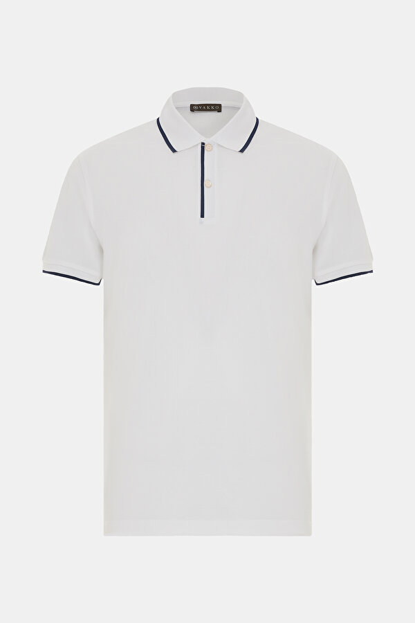 BEYAZ POLO YAKA KISA KOLLU T-SHIRT
