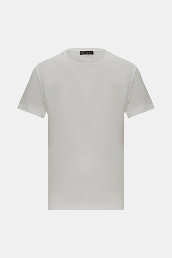 EKRU O YAKA KISA KOLLU T-SHIRT