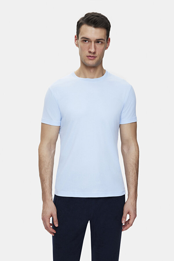 AÇIK MAVİ O YAKA KISA KOLLU T-SHIRT