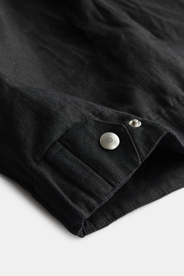 BLACK LINEN COAT 7