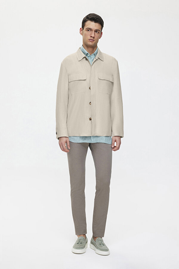 BEIGE LINEN VISCOSE COAT