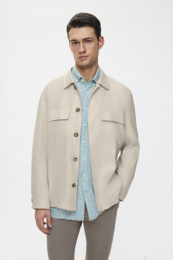 BEIGE LINEN VISCOSE COAT 2