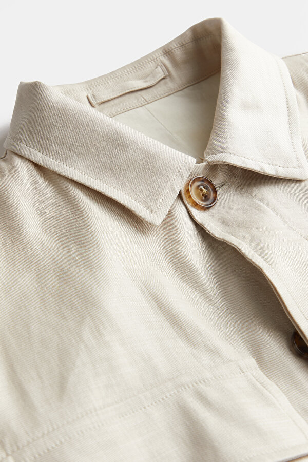 BEIGE LINEN VISCOSE COAT 6