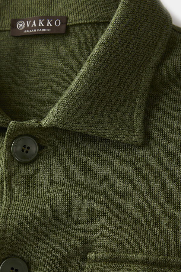 KHAKI LINEN COTTON COAT 7