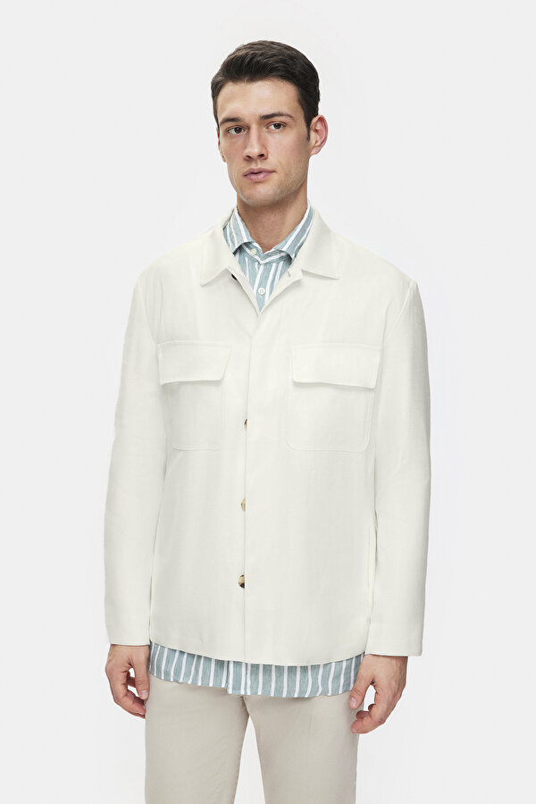 ECRU LINEN VISCOSE COAT 2