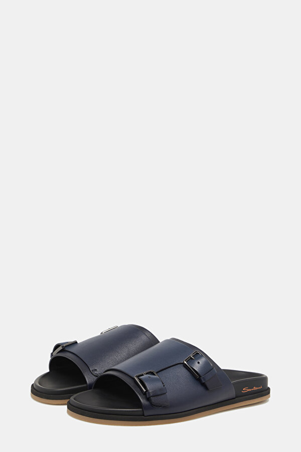 NAVY BLUE LEATHER SLIPPER 2