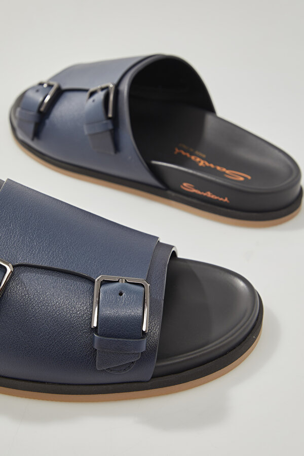 NAVY BLUE LEATHER SLIPPER 6