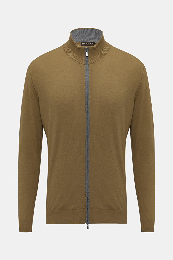 CAMEL TRICOT CARDIGAN