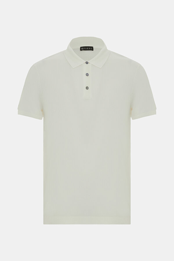 ECRU POLO NECK SHORT SLEEVE TSHIRT