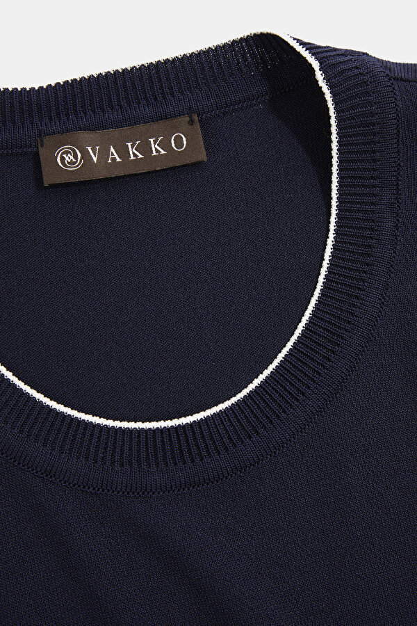 NAVY BLUE BASIC / ROUND NECKLINE TRICOT JERSEY 7