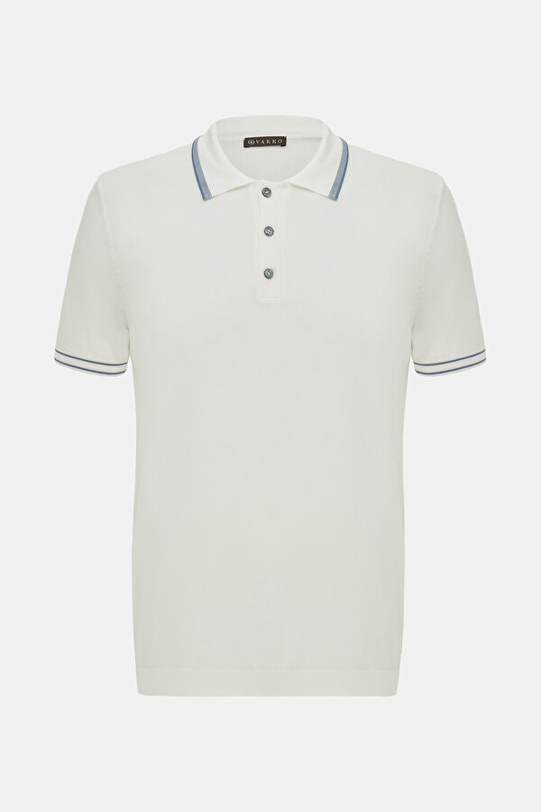 EKRU POLO YAKA KISA KOLLU T-SHİRT