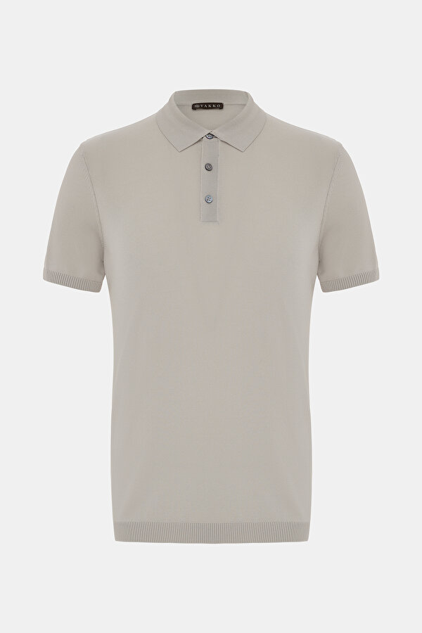 SAND POLO NECK SHORT SLEEVE TSHIRT